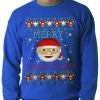 Bewild Ugly Christmas Sweater - Ugly Christmas Tee - Emoji Santa Ugly Christmas Adult Crewneck Holiday Prints