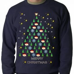 Bewild Ugly Christmas Sweater - Emoji Christmas Tree Ugly Christmas Adult Crewneck Holiday Prints