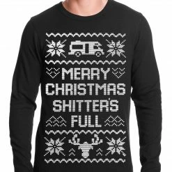 Bewild Ugly Christmas Thermal - Merry Christmas Shitters Full Ugly Thermal Shirt