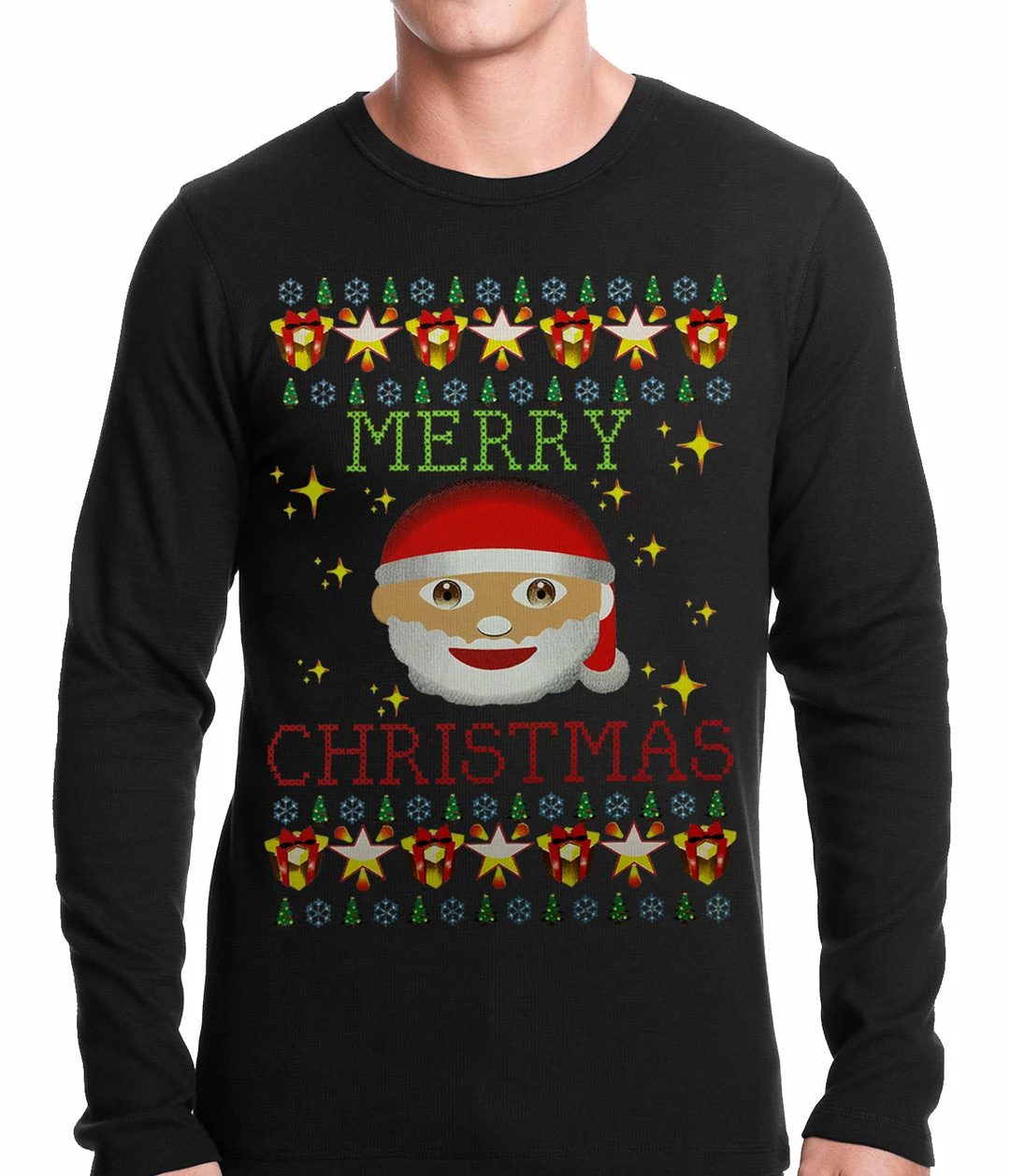 Bewild Holiday Prints Ugly Christmas Thermal - Ugly Christmas Tee - Emoji Santa Ugly Christmas Thermal Shirt 3 Bewild Holiday Prints Ugly Christmas Thermal - Ugly Christmas Tee - Emoji Santa Ugly Christmas Thermal Shirt