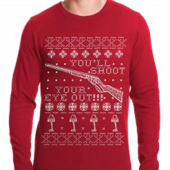 Bewild Holiday Prints Ugly Christmas Thermal - You'll Shoot Your Eye Out Ugly Christmas Thermal Shirt