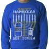 Bewild Ugly Hanukkah Sweater - Gin And Tonica Golden Menorah Ugly Hanukkah Adult Crewneck