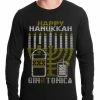 Bewild Ugly Hanukkah Thermal - Gin And Tonica Golden Menorah Ugly Hanukkah Thermal Shirt Holiday Prints