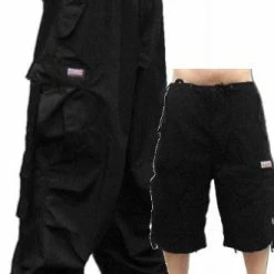 Bewild Zip Off UFO Unisex Basic UFO Pants W/ Zip Off Legs To Shorts (Black)