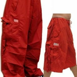 Bewild Unisex Basic UFO Pants W/ Zip Off Legs To Shorts (Red) Zip Off UFO