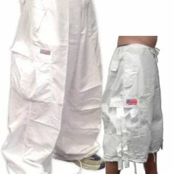 Bewild Unisex Basic UFO Pants W/ Zip Off Legs To Shorts (White) Zip Off UFO