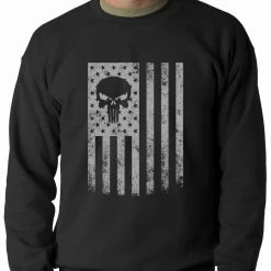 Bewild Nationality & Ethnic USA - American Flag Military Skull Adult Crewneck