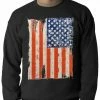 Bewild Nationality & Ethnic Vertical Distressed American Flag Adult Crewneck