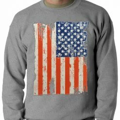 Bewild Nationality & Ethnic Vertical Distressed American Flag Adult Crewneck 10 Bewild Nationality & Ethnic Vertical Distressed American Flag Adult Crewneck