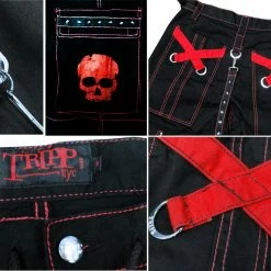 Tripp Darkstreet NYC - "Electro Skull" Bondage Pants (Black/Red) 27 Tripp Darkstreet NYC -