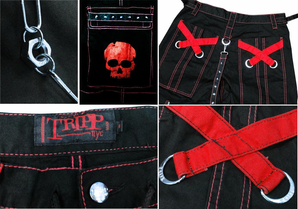 Tripp Darkstreet NYC - "Electro Skull" Bondage Pants (Black/Red) 15 Tripp Darkstreet NYC - "Electro Skull" Bondage Pants (Black/Red)