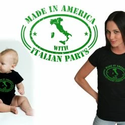Bewild Nationality & Ethnic Italian Made In America With Italian Parts Ladies T-Shirt