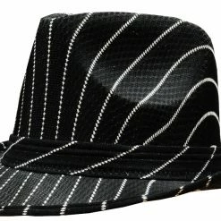 Bewild Black Pin-Striped Fedora Hat
