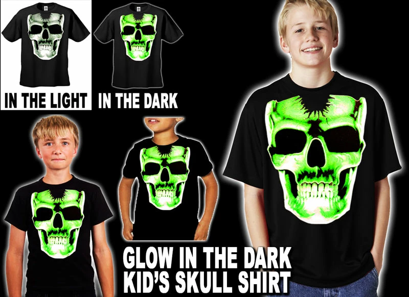 Bewild Radioactive Glowing Skull Kids T-Shirt (Black) 12 Bewild Radioactive Glowing Skull Kids T-Shirt (Black)