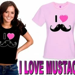 Bewild I Love Mustache Girl's T-Shirt Cool Funny & Offensive
