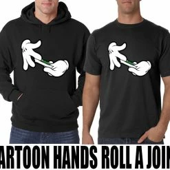 Bewild Cool Funny & Offensive Cartoon Hands Roll A Joint Adult Hoodie