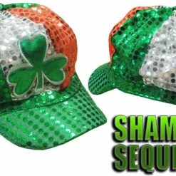 Bewild St. Patrick's Day Sequin Shamrock Tri-color Newsboy Hat