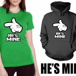 Bewild Cartoon Hands He's Mine Adult Hoodie Cool Funny & Offensive