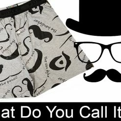 Bewild Fun Boxers - 'Staches Men's Boxer Shorts (Gray)