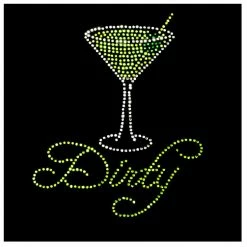 Bewild Cool Funny & Offensive Dirty Martini Rhinestone Girls T-Shirt