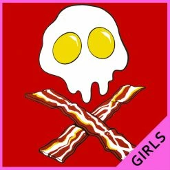 Bewild Eggs Bacon Skull Girl's T-Shirt Cool Funny & Offensive