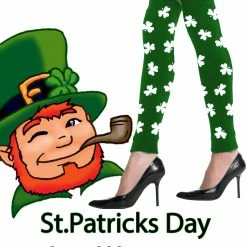 Bewild Accessories St. Patrick’s Day All Over Shamrocks Leg Warmers (Green With White Shamrocks)