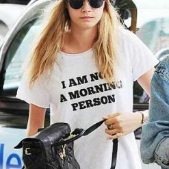 Bewild I Am Not A Morning Person Cara Delevingne Vogue Girl's T-Shirt Cool Funny & Offensive