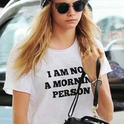 Bewild Cool Funny & Offensive I Am Not A Morning Person Cara Delevingne Vogue Adult Hoodie