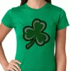 Bewild Flashing Light Up Shamrock Ladies T-Shirt (Kelly Green) St.Patricks Day