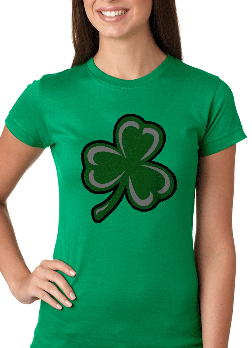 Bewild Flashing Light Up Shamrock Ladies T-Shirt (Kelly Green) St.Patricks Day 3 Bewild Flashing Light Up Shamrock Ladies T-Shirt (Kelly Green) St.Patricks Day