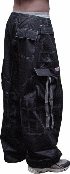 Bewild Contrast Stitched UFO Unisex Basic UFO Pants With Contrast Stitching (Black/Grey)