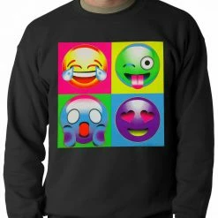 Bewild Block Print Emoji Faces Adult Crewneck