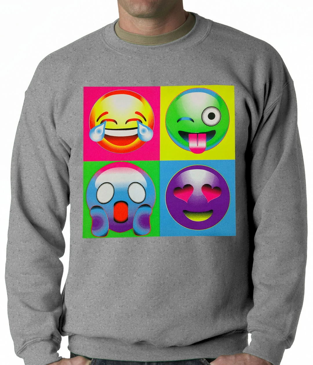 Bewild Block Print Emoji Faces Adult Crewneck 5 Bewild Block Print Emoji Faces Adult Crewneck