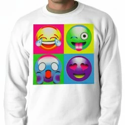 Bewild Block Print Emoji Faces Adult Crewneck 9 Bewild Block Print Emoji Faces Adult Crewneck