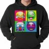 Bewild Block Print Emoji Faces Adult Hoodie Cool Funny & Offensive