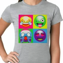 Bewild Block Print Emoji Faces Ladies T-shirt