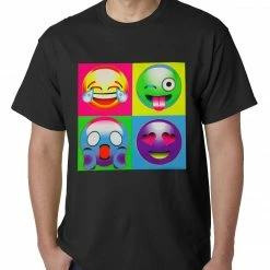 Bewild Block Print Emoji Faces Mens T-shirt Cool Funny & Offensive