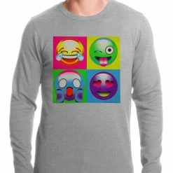 Bewild Cool Funny & Offensive Block Print Emoji Faces Thermal Shirt