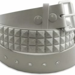 Bewild Belts Classic White Pyramid Studded Leather Belt