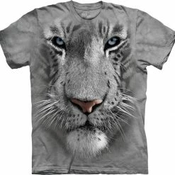 Bewild The Mountain Apparel White Tiger Big Face Men's T-Shirt