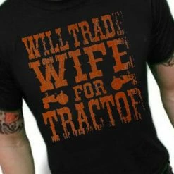 Bewild Men's T-Shirts Will Trade Wife For Tractor Vintage T-Shirt